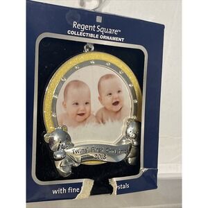 Regent Square Silver 2018 Twins' First Christmas  Photo Frame Christmas Ornament
